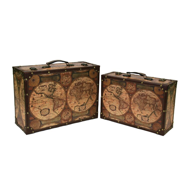 2 Piece Decorative World Map Suitcase Set 